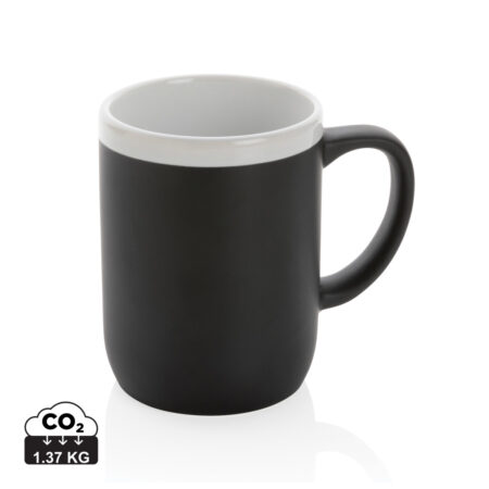 Ceramic mug with white rim 300ml - Black