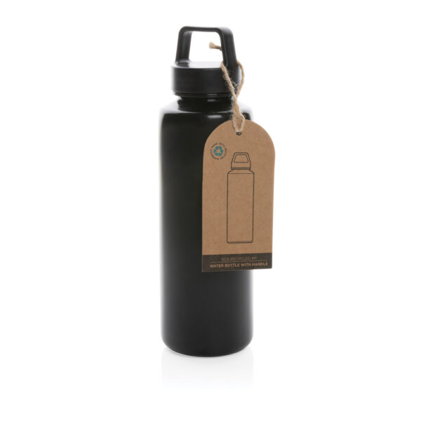 RCS certified recycled PP water bottle with handle - Black