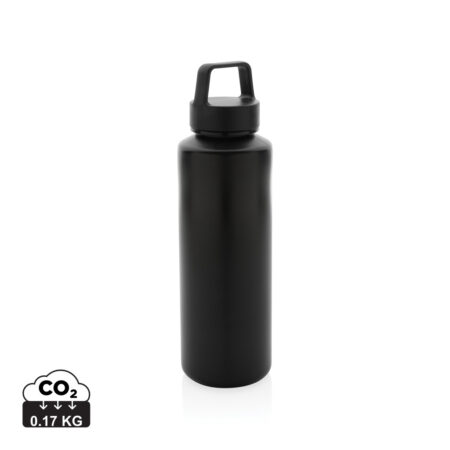 RCS certified recycled PP water bottle with handle - Black