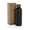 Wood RCS certified recycled stainless steel vacuum bottle - Black