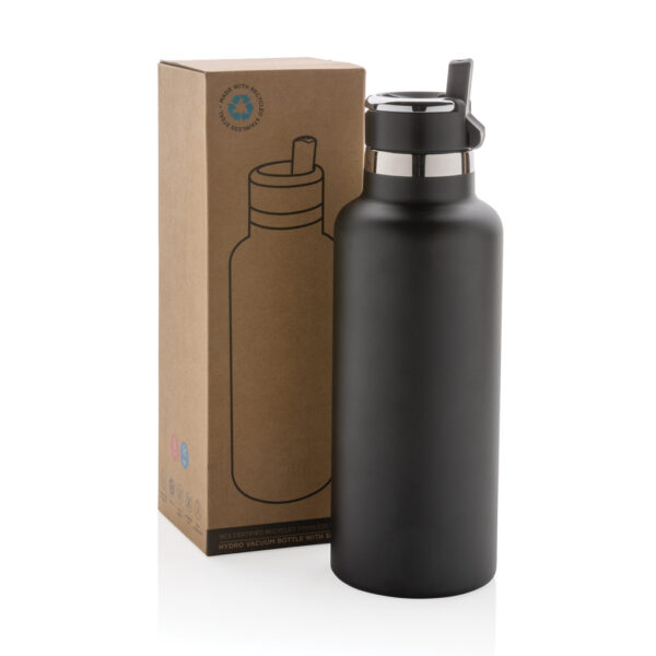 Hydro RCS recycled stainless steel vacuum bottle with spout - Black