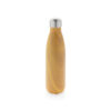 Vacuum insulated stainless steel bottle with wood print - Yellow