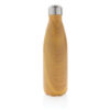 Vacuum insulated stainless steel bottle with wood print - Yellow