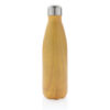 Vacuum insulated stainless steel bottle with wood print - Yellow