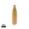 Vacuum insulated stainless steel bottle with wood print - Yellow