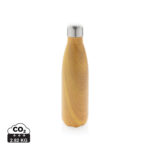 Vacuum insulated stainless steel bottle with wood print