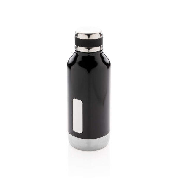 Leak proof vacuum bottle with logo plate - Black