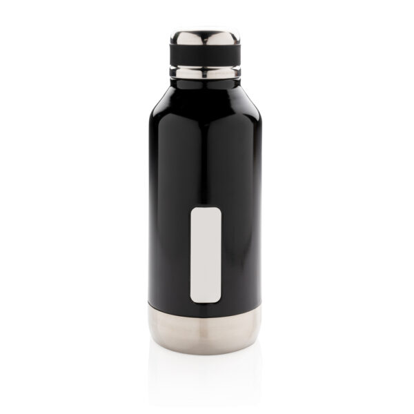 Leak proof vacuum bottle with logo plate - Black