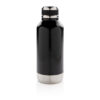 Leak proof vacuum bottle with logo plate - Black