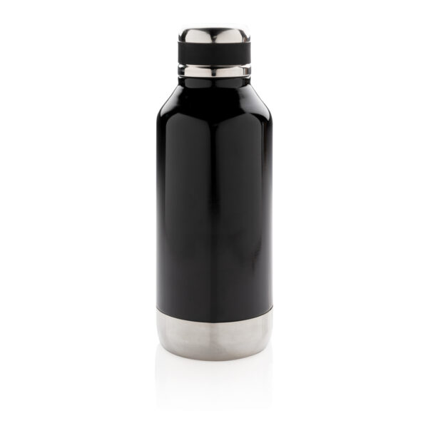 Leak proof vacuum bottle with logo plate - Black