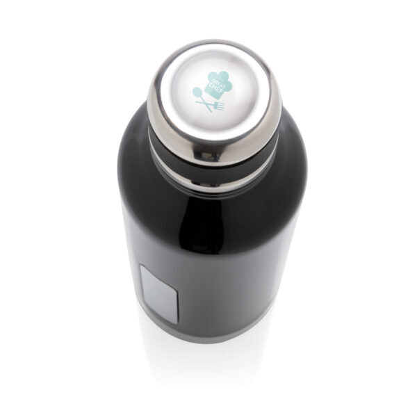 Leak proof vacuum bottle with logo plate - Black