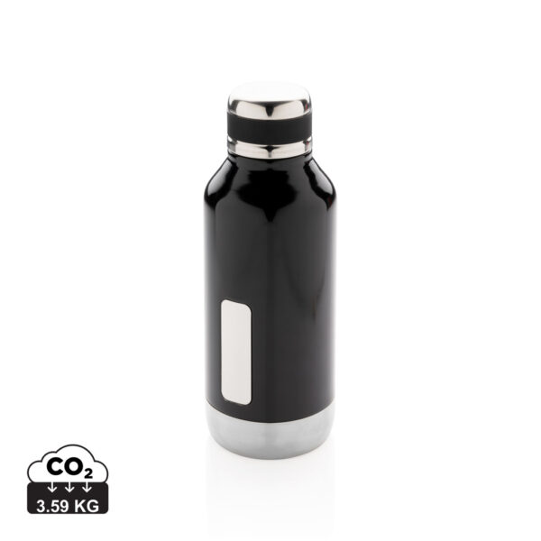 Leak proof vacuum bottle with logo plate - Black