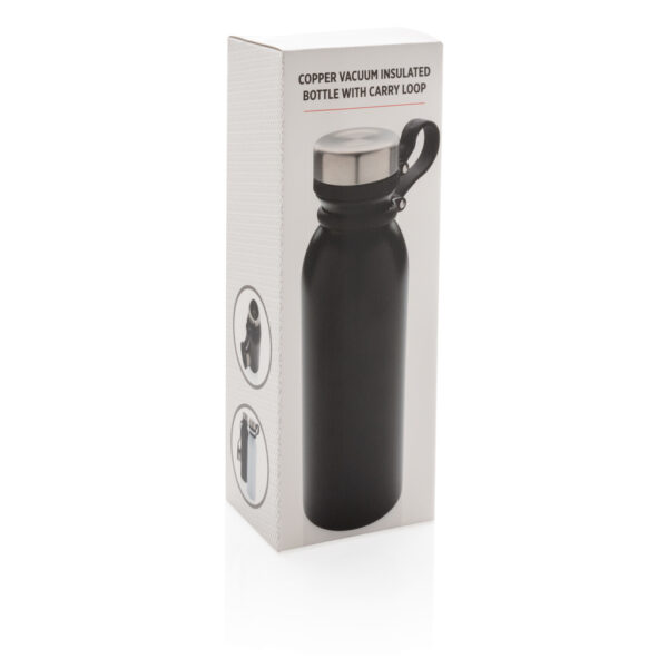 Copper vacuum insulated bottle with carry loop - Black