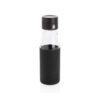 Ukiyo glass hydration tracking bottle with sleeve - Black