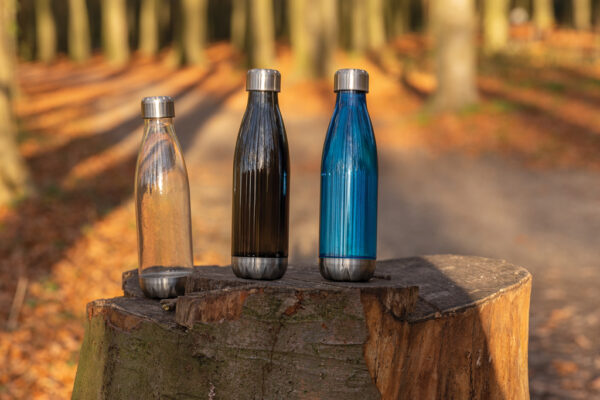 Leakproof water bottle with stainless steel lid - Transparent