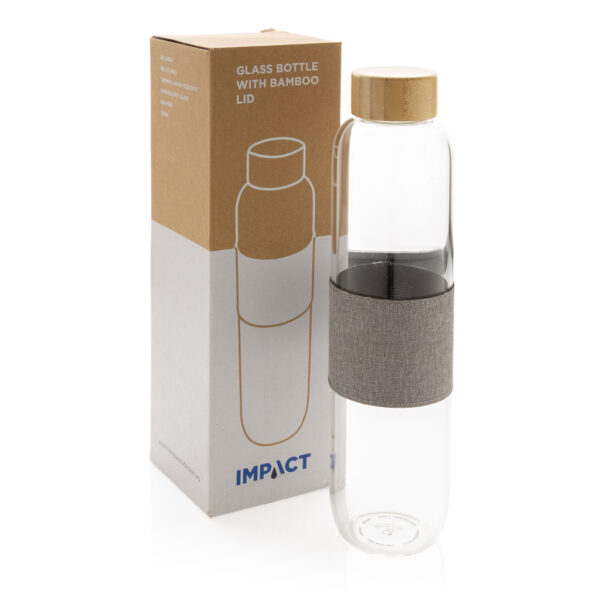 Impact borosilicate glass bottle with bamboo lid - Water Bottles