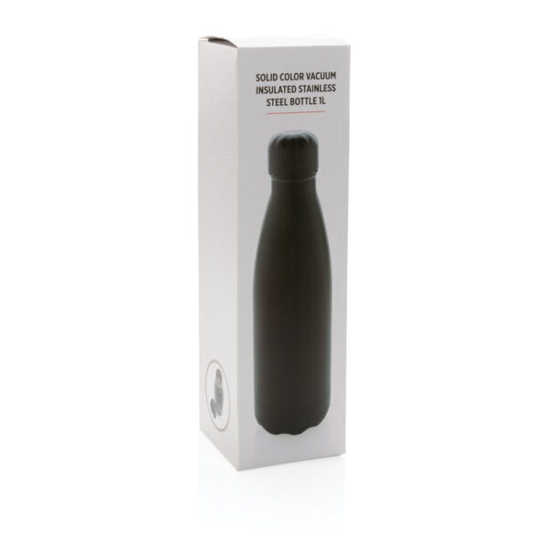 Solid colour vacuum stainless steel bottle 1L - Black