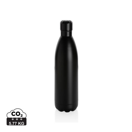 Solid colour vacuum stainless steel bottle 1L - Black