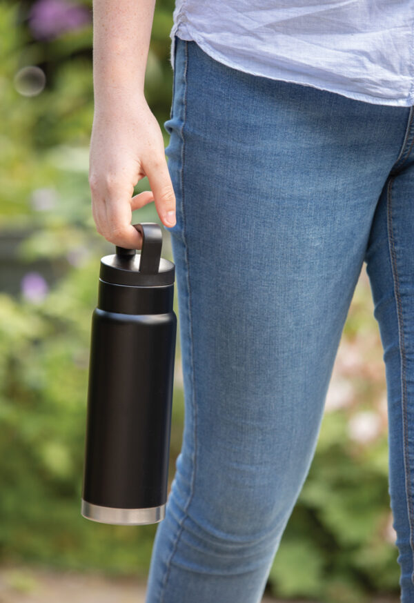 Leakproof vacuum on-the-go bottle with handle - Black