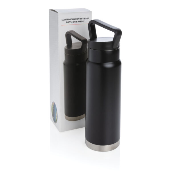 Leakproof vacuum on-the-go bottle with handle - Black