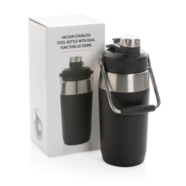 Vacuum stainless steel dual function lid bottle 500ml - Black