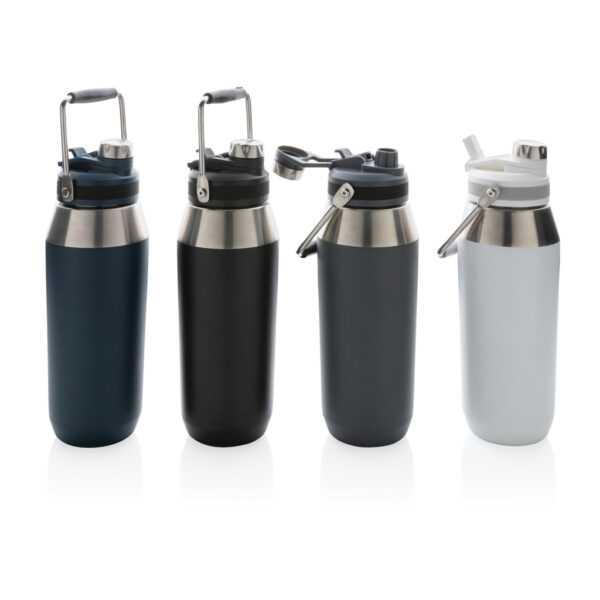 Vacuum stainless steel dual function lid bottle 1L - Black