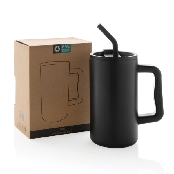 Cube RCS certified recycled steel mug 800ml - Black