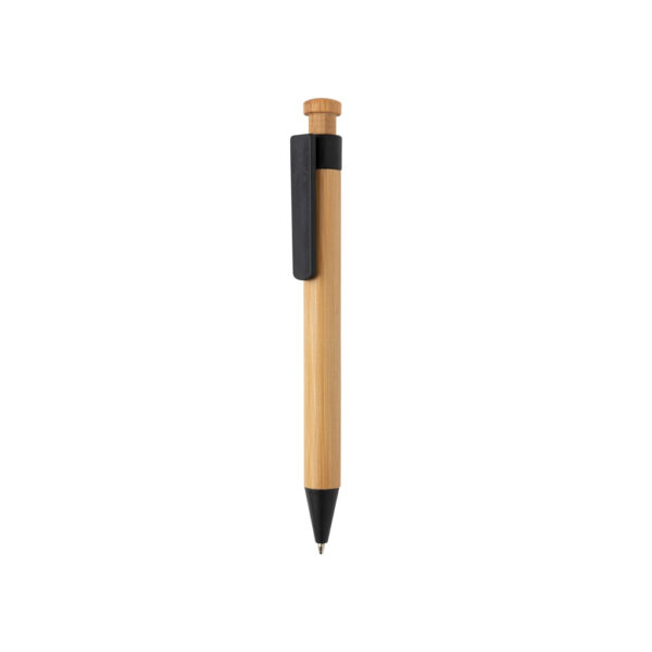 Bamboo pen with wheatstraw clip - Black