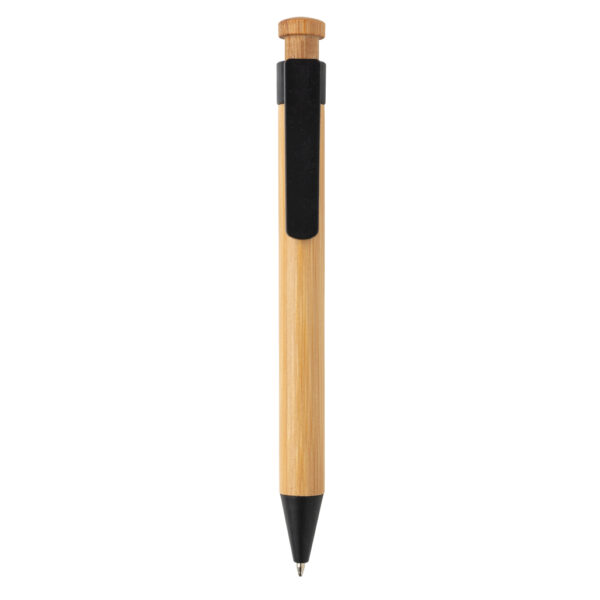 Bamboo pen with wheatstraw clip - Black