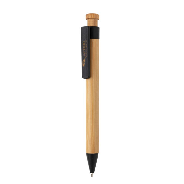 Bamboo pen with wheatstraw clip - Black