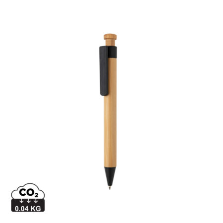 Bamboo pen with wheatstraw clip - Black