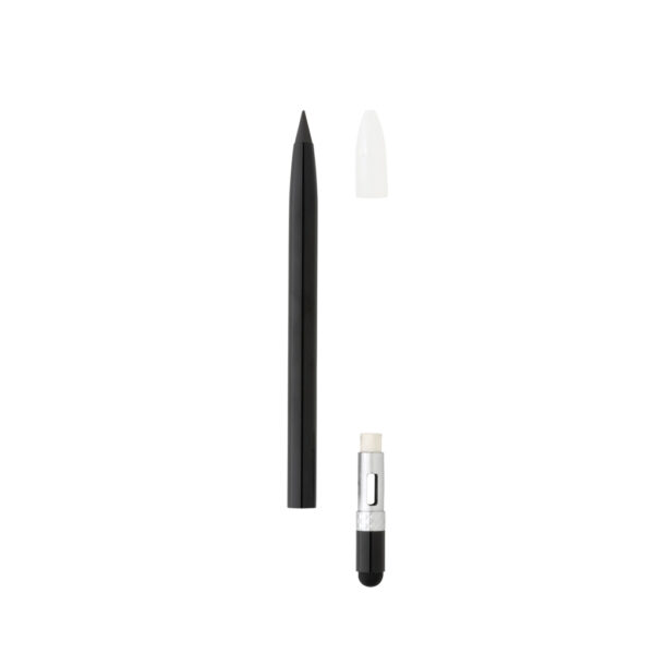 Aluminum inkless pen with eraser - Black