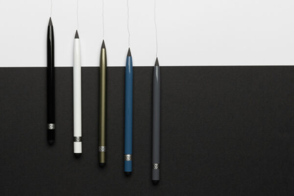 Aluminum inkless pen with eraser - Black