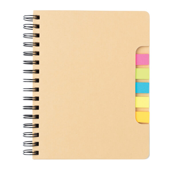 A5 Kraft spiral notebook with sticky notes - Office Supplies