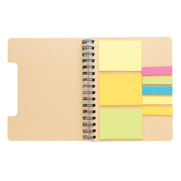 A5 Kraft spiral notebook with sticky notes - Office Supplies