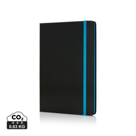 Deluxe hardcover A5 notebook with coloured side - Blue