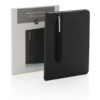 Standard hardcover PU A5 notebook with stylus pen - Black