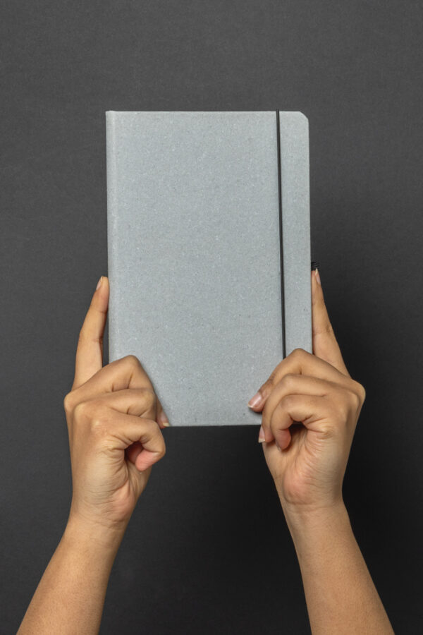 Recycled leather hardcover notebook A5 - Light Grey