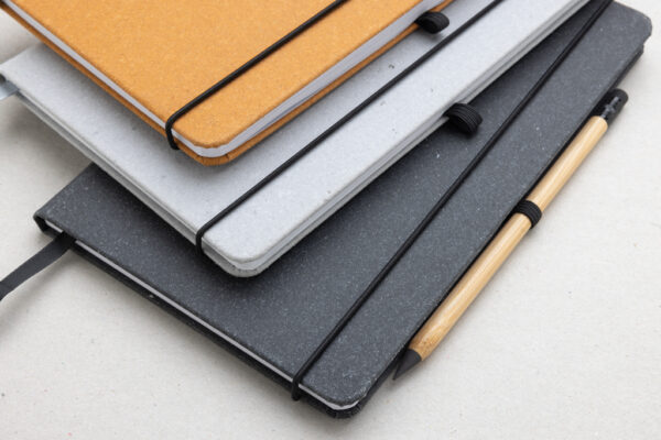 Recycled leather hardcover notebook A5 - Light Grey