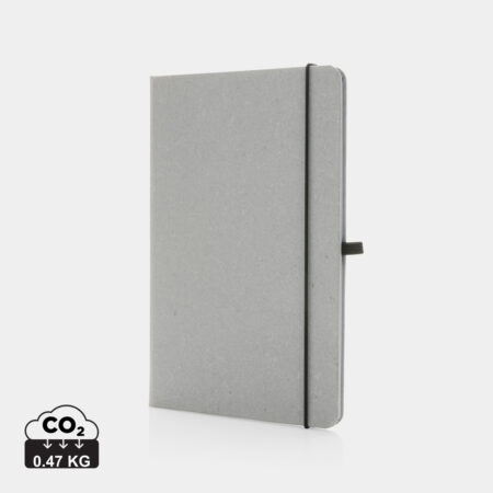 Recycled leather hardcover notebook A5 - Light Grey