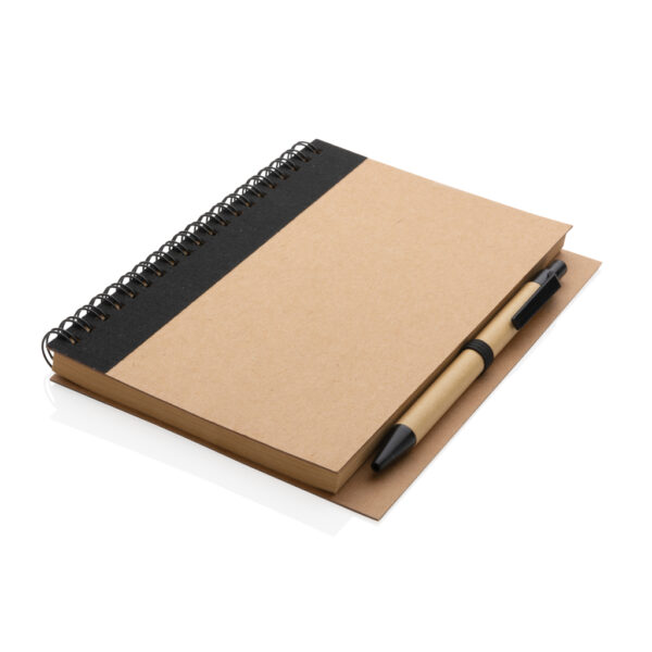 Kraft spiral notebook with pen - Black