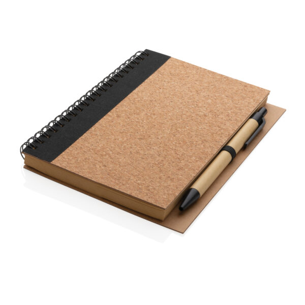 Cork spiral notebook with pen - Black