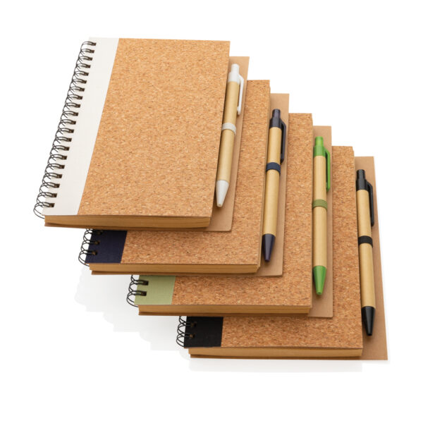 Cork spiral notebook with pen - Black