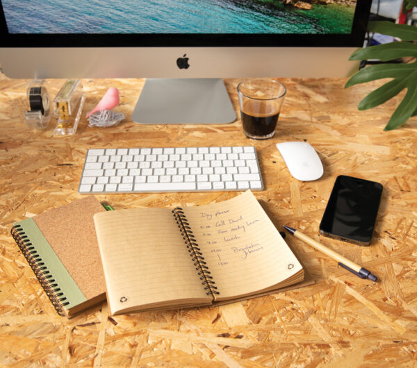 Cork spiral notebook with pen - Black