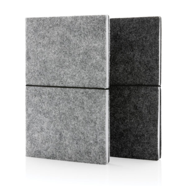 GRS certified recycled felt A5 softcover notebook - Black