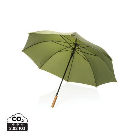 27" Impact AWARE™ RPET 190T auto open bamboo umbrella - Green