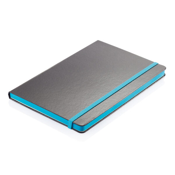 Deluxe hardcover A5 notebook with coloured side - Blue