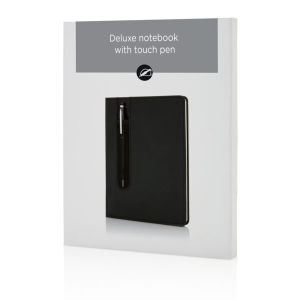 Standard hardcover PU A5 notebook with stylus pen - Black