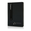 Standard hardcover PU A5 notebook with stylus pen - Black