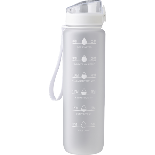 Bottle with Time Markings - White Black Blue  - Sustainable products, Water Bottles